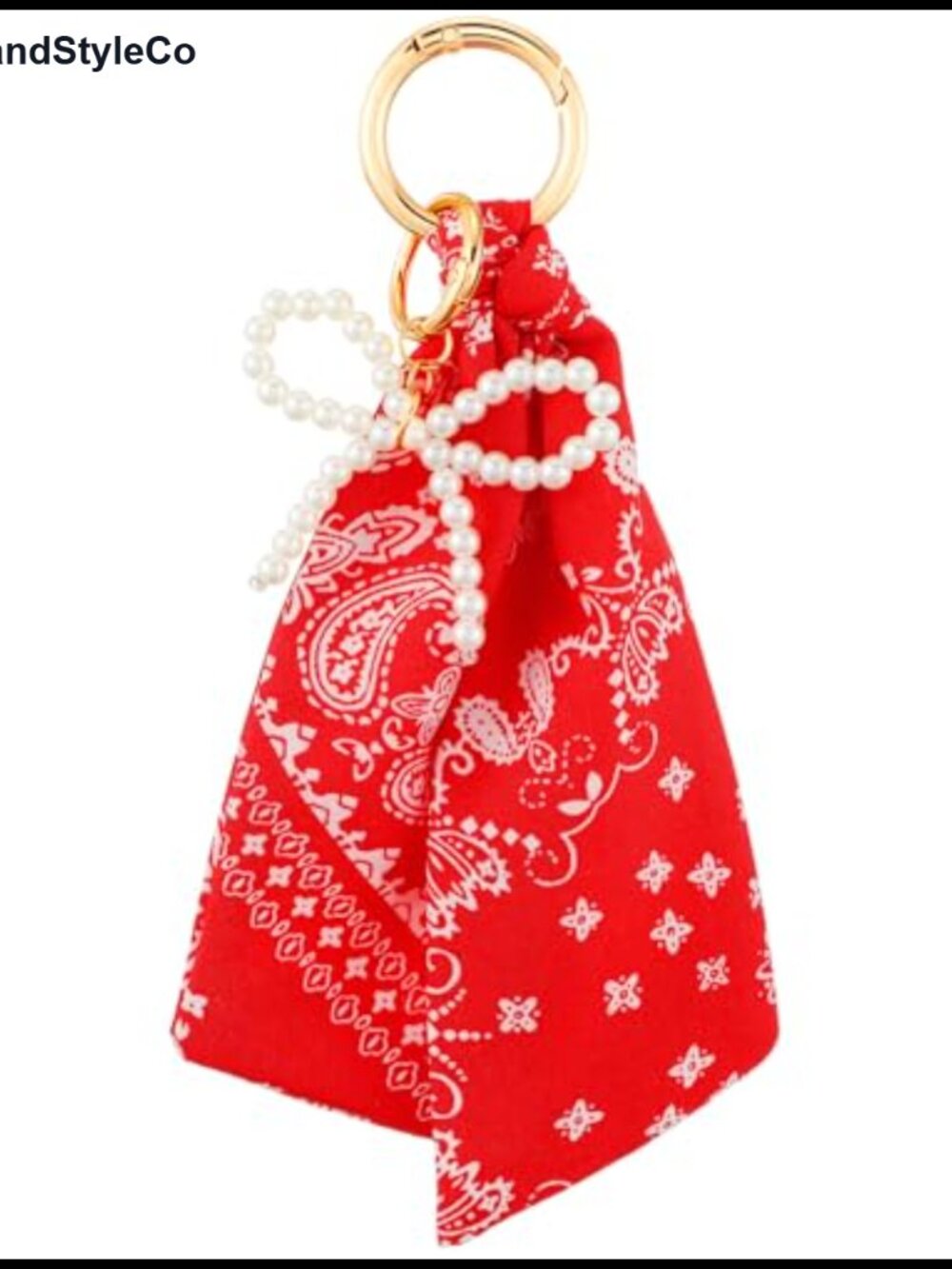 Western Bandana Bow Pearl Heart Bag Charm Purse Accessory